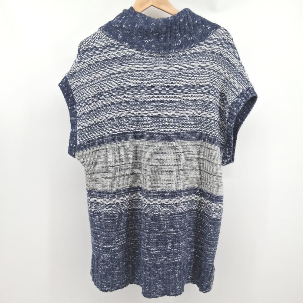 Christopher‎ & Banks Womens Sweater Vest XL Blue Marled Knit Cowl Neck Pullover - Picture 9 of 11